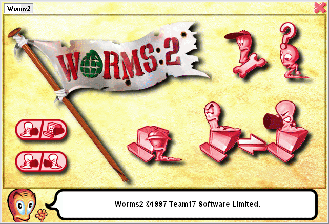 capture d'écran du menu de Worms 2